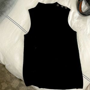 Black loft sleeveless sweater in black with button detail at neck. Size small